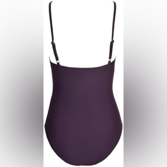 Medium Purple CUPSHE Women's Shirring Design V-Neck Low Back One Piece Swimsuit - Picture 5 of 7